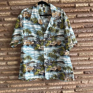 Hawaiian Vintage Gold Star 100% Cotton Woody Landscape Camp Shirt Size 2…